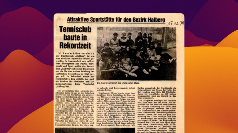 Zeitungsartikel von 1979 über den Bau der Tennishalle