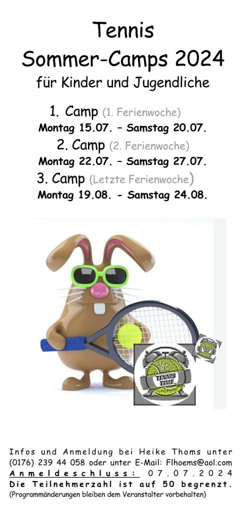 Flyer Tennis-Camp für Kinder und Jugendliche
